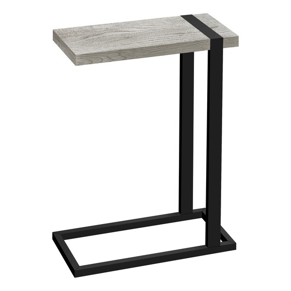 Accent Table, C-shaped, End, Side, Snack, Living Room, Bedroom, Metal, Laminate, Grey, Black